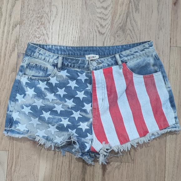 BiBi Pants - BiBi Patriotic 4th Of JULY Denim Shorts XL